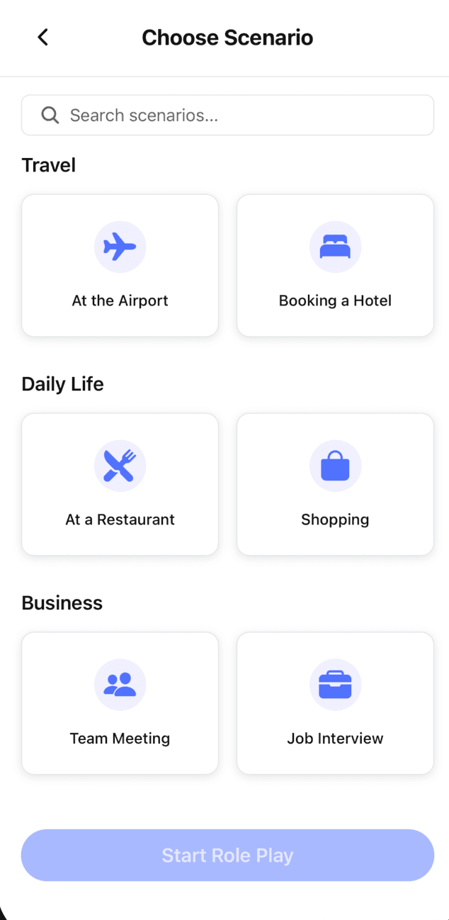 Roleplay topic selection