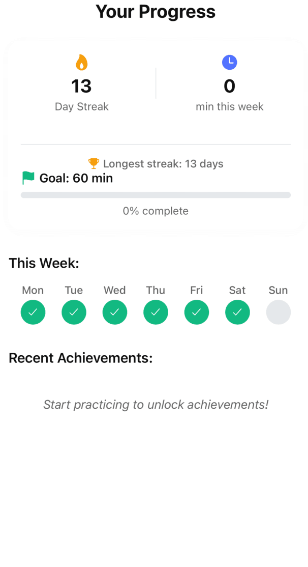 Streak and progress view